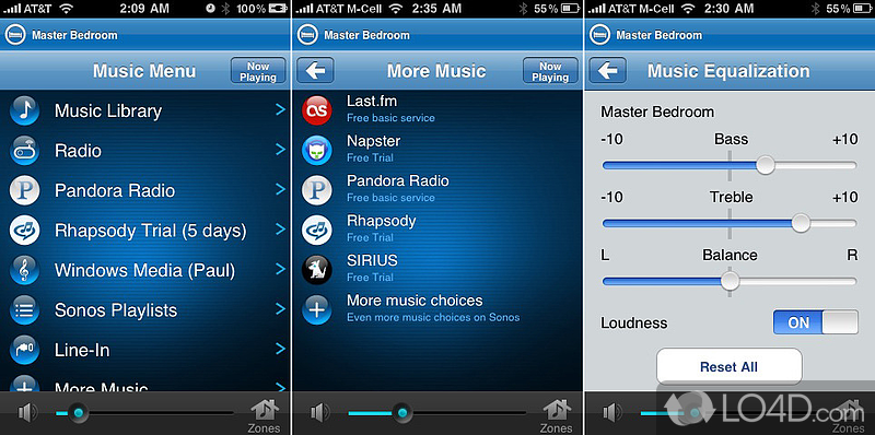 Can remotely control music players and play songs in all rooms - Screenshot of Sonos Controller