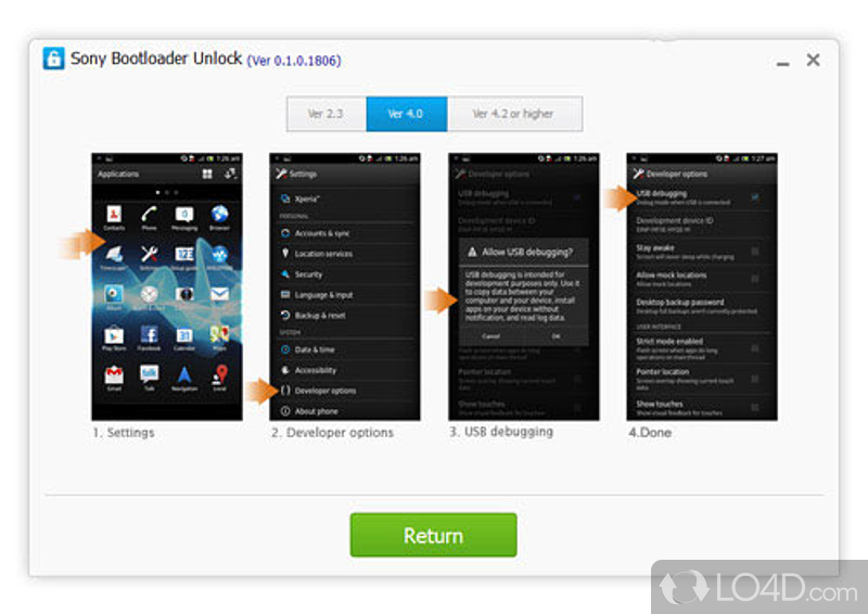 Piece of software developed to provide you with a quick - Screenshot of Sony Bootloader Unlock