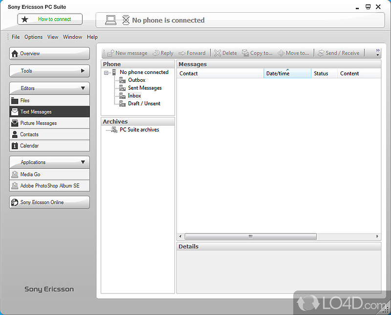 Older, outdated version of SE PC Suite for Windows users - Screenshot of Sony Ericsson PC Suite