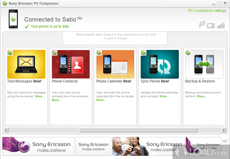 Intuitive utility that can keep your device up-to-date - Screenshot of Sony Ericsson PC Companion