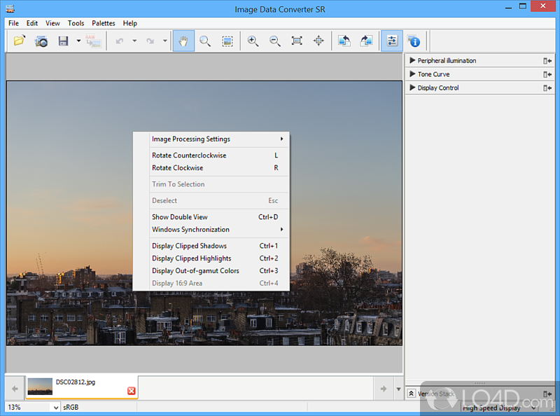 Sony Image Data Suite: User interface - Screenshot of Sony Image Data Suite