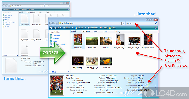 Provides support for Sony RAW image formats in Windows galleries - Screenshot of Sony RAW Driver