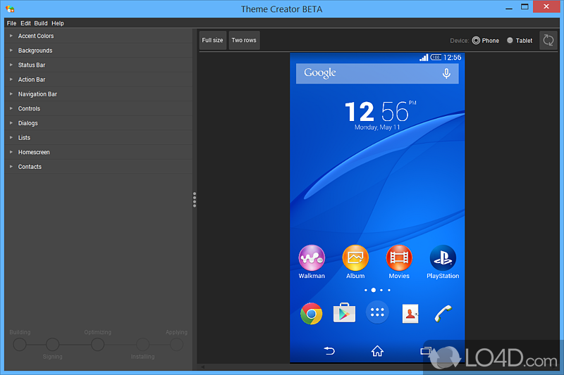 Sony Theme Creator for Xperia: User interface - Screenshot of Sony Theme Creator for Xperia