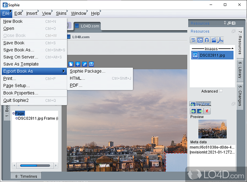 Add pictures, clips, music, and different text documents - Screenshot of Sophie Author