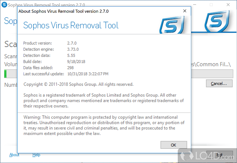 Free Virus Removal Tools to Secure Against Virus Infection - Screenshot of Sophos Virus Removal Tool