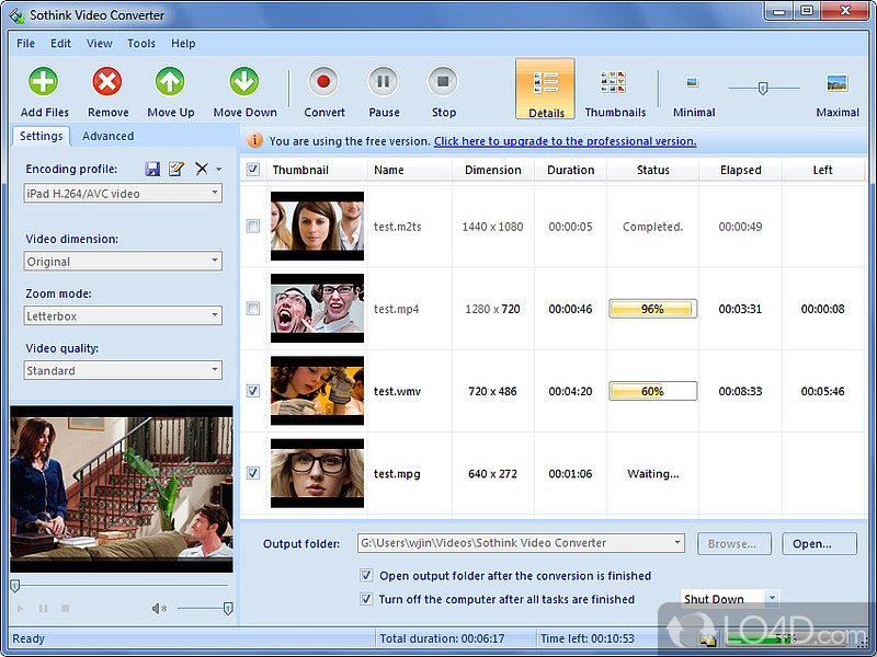 Convert to and from bunches of formats - Screenshot of Sothink Free Video Converter
