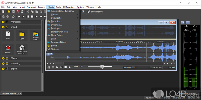 Professional audio editing software - Screenshot of Sound Forge Audio Studio