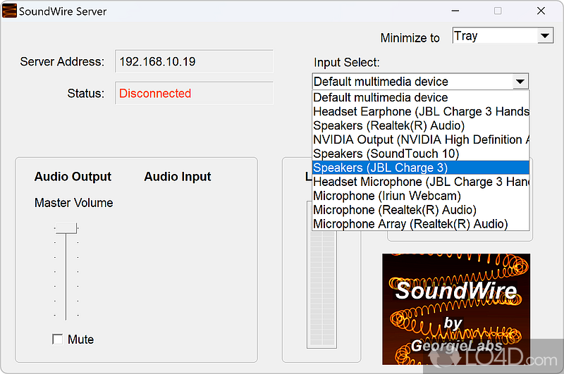 Complimentary software - Screenshot of SoundWire Server
