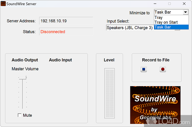 Stream any music or audio from your PC to your Android phone - Screenshot of SoundWire Server