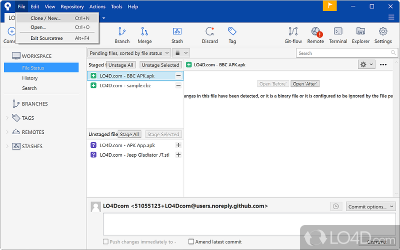 Manage GitHub projects - Screenshot of SourceTree