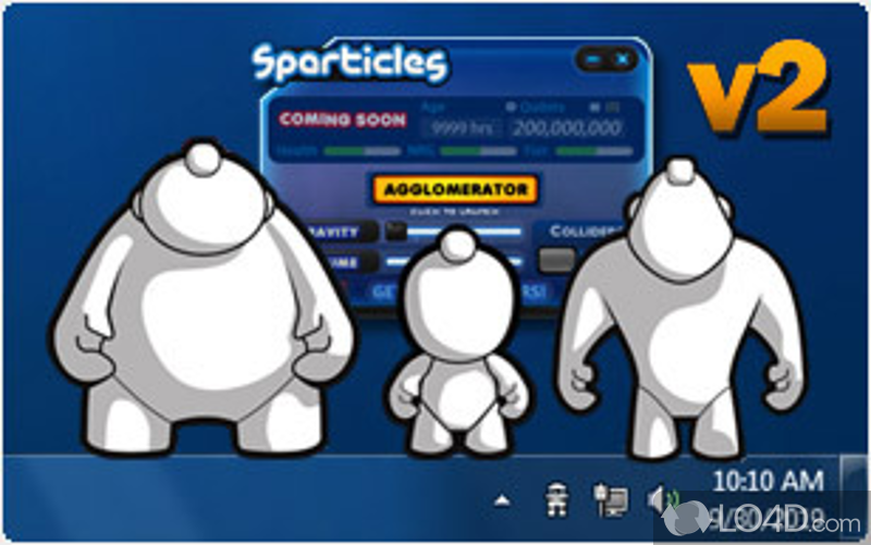 Transform desktop into a playground for you and different 3D animated characters interact with - Screenshot of Sparticles