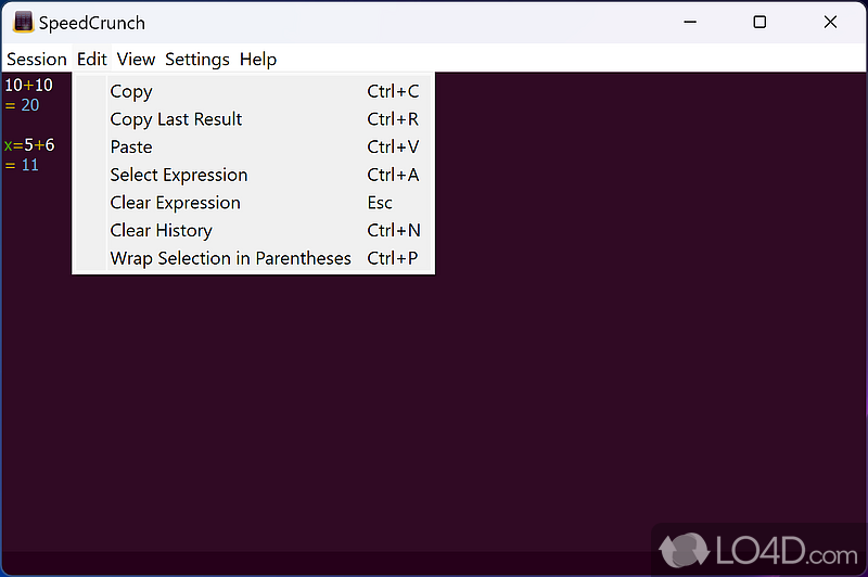 Advanced scientific calculator with many built-in math functions - Screenshot of SpeedCrunch