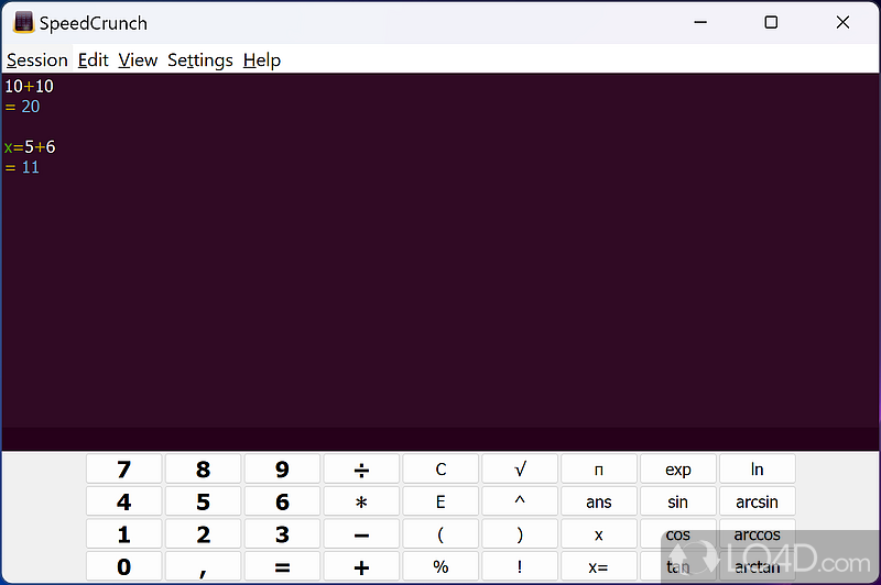 Accurate calculator that can easily perform all kinds of operations, supporting various functions - Screenshot of SpeedCrunch