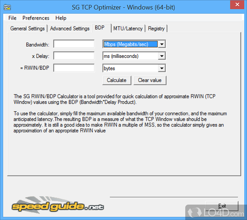 More about SG TCP Optimizer - Screenshot of SpeedGuide TCP Optimizer