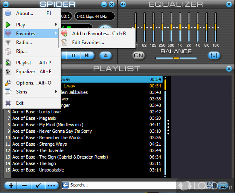 Support for common audio and playlist formats - Screenshot of Spider Player