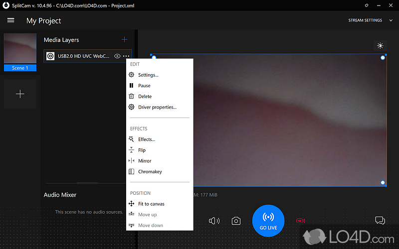 Use a webcam into multiple applications - Screenshot of SplitCam