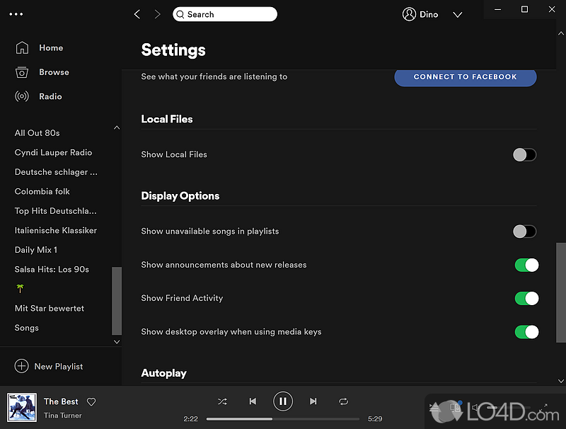 Filter music according to genres, concerts, new releases, podcasts, artists, and other categories - Screenshot of Spotify