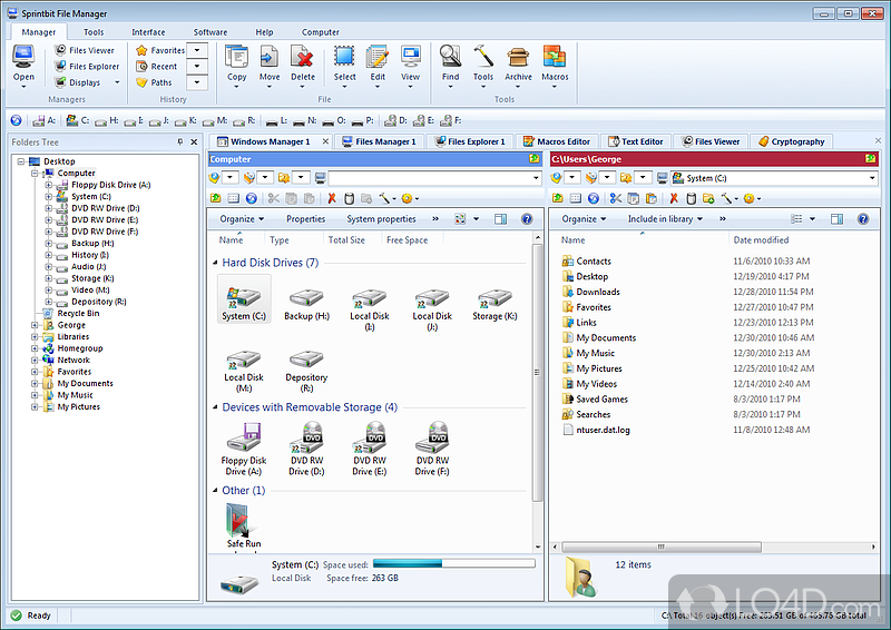 Sleek graphical interface with plenty of tools - Screenshot of Sprintbit File Manager