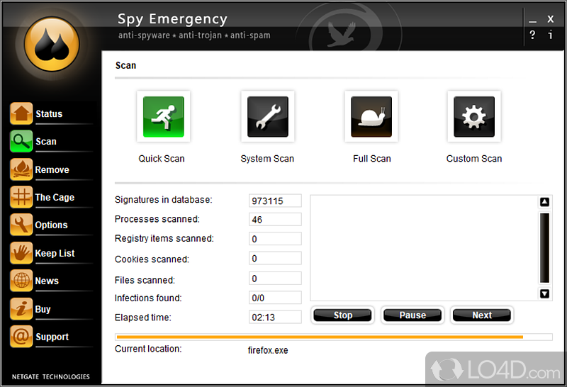 All-in-one antivirus, anti-spyware and anti-spam software solution to keep computer of malware and unwanted files - Screenshot of Spy Emergency