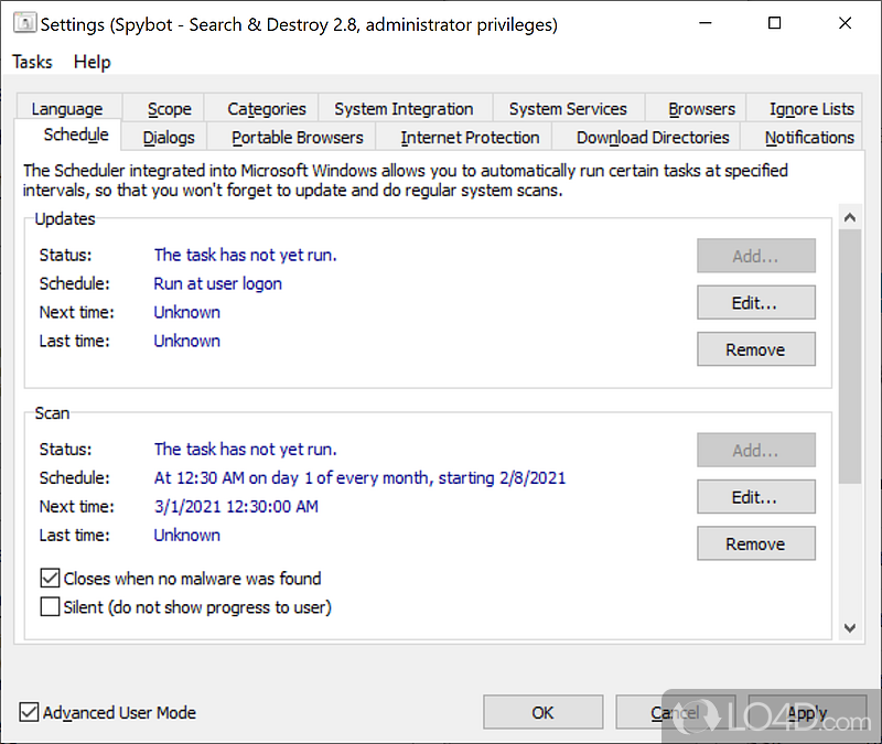 A free and efficient anti-spyware tool - Screenshot of SpyBot Search & Destroy