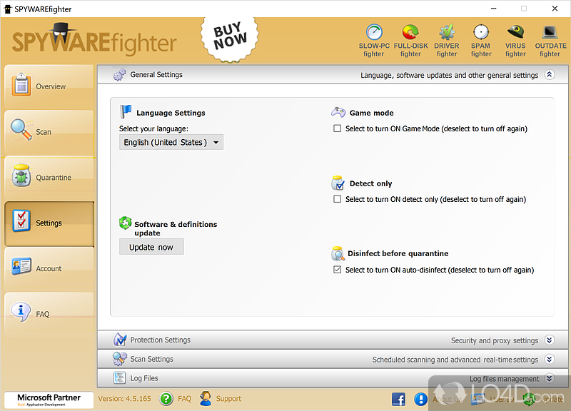 Protect PC against Spyware, Malware and other unwanted software - Screenshot of SPYWAREfighter