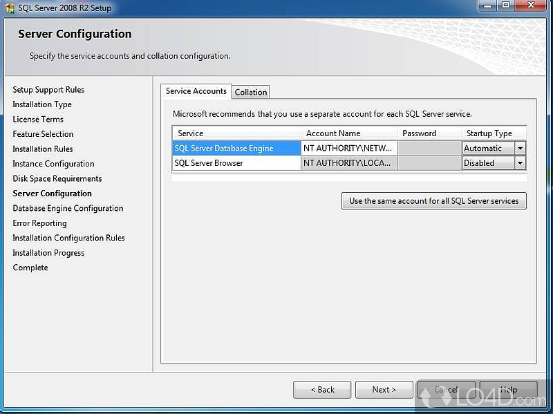 Microsoft's version of its SQL database server - Screenshot of SQL Server Express