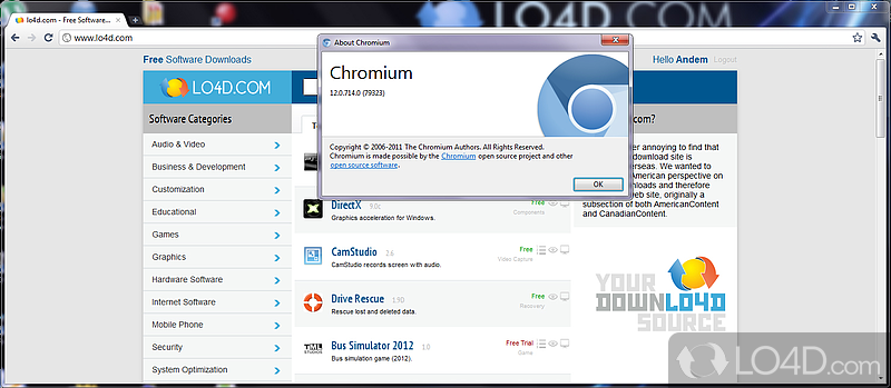 The browser of the future, based on the free Chromium sourcecode - Screenshot of SRWare Iron Portable