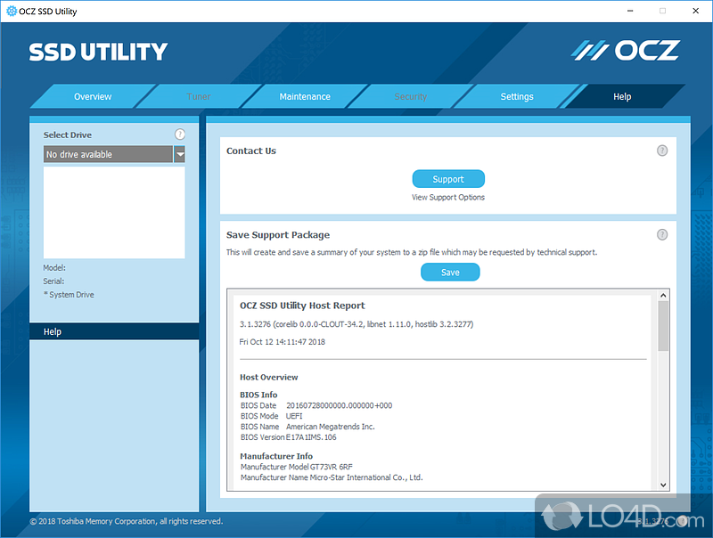 Includes several tools for upkeeping your SSD - Screenshot of SSD Utility