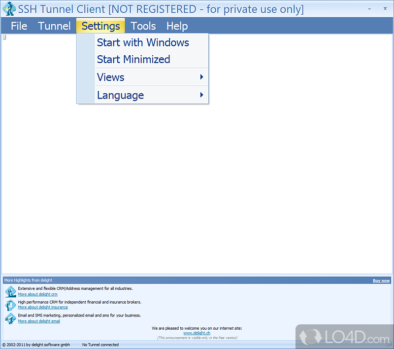 SSH Tunnel Client: User interface - Screenshot of SSH Tunnel Client
