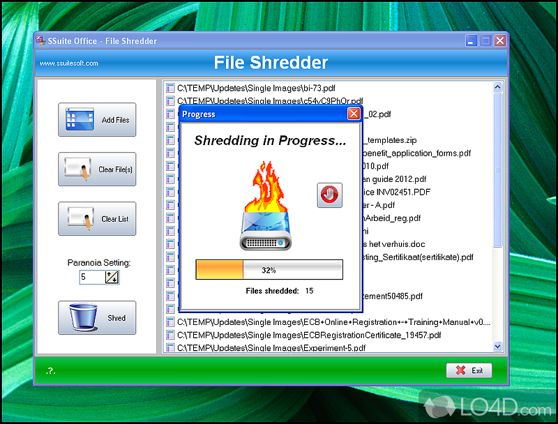 Small utility that is well suited for completely deleting the most sensitive files from any computer - Screenshot of SSuite File Shredder