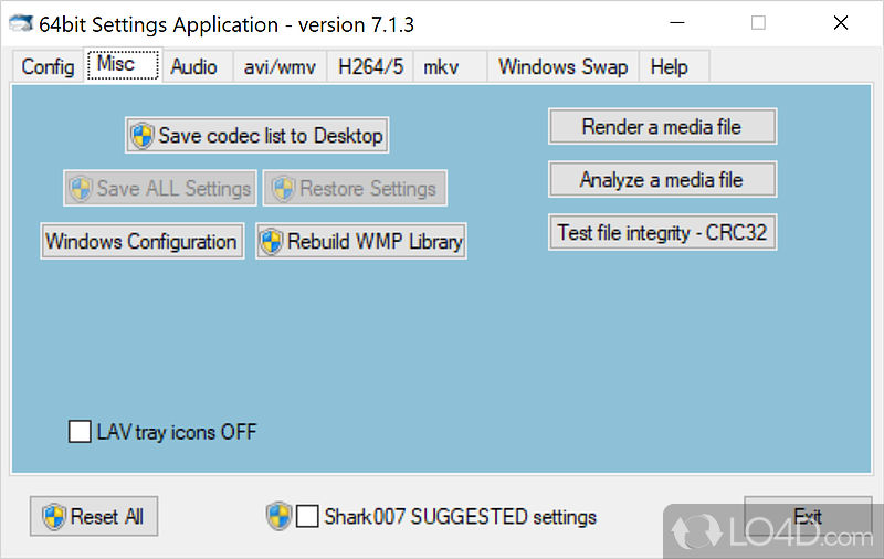 Features support for various formats - Screenshot of Shark007 Codecs