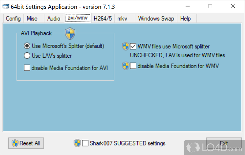 Lets you adjust several controls - Screenshot of Shark007 Codecs