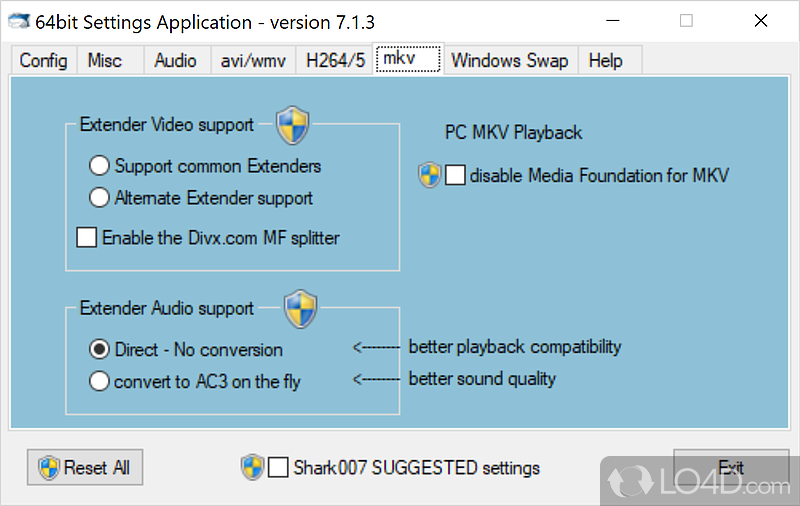 Provides support for most common video codecs and files - Screenshot of Shark007 Codecs