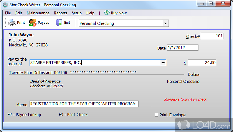 Write checks in a more comfortable manner by simply selecting data of interest stored in databases - Screenshot of Star Check Writer