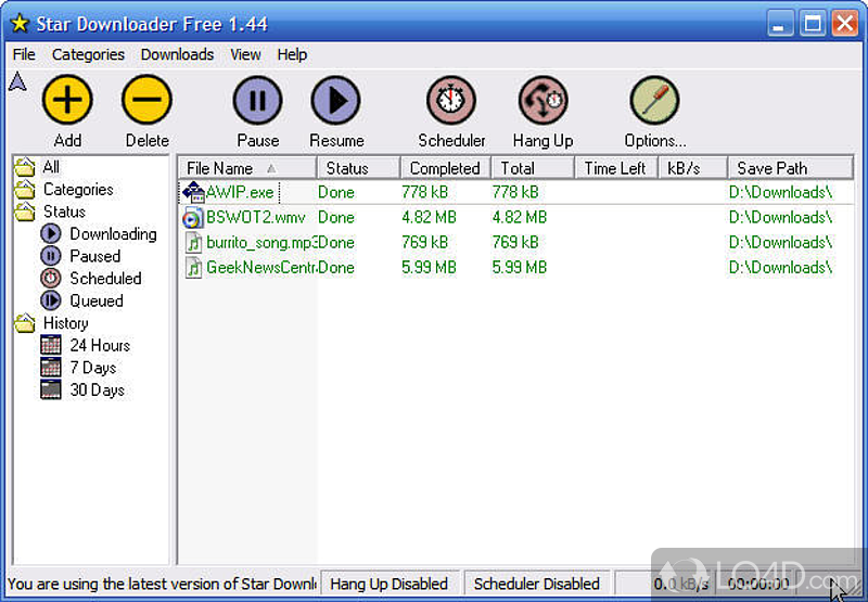 Star Downloader: User interface - Screenshot of Star Downloader