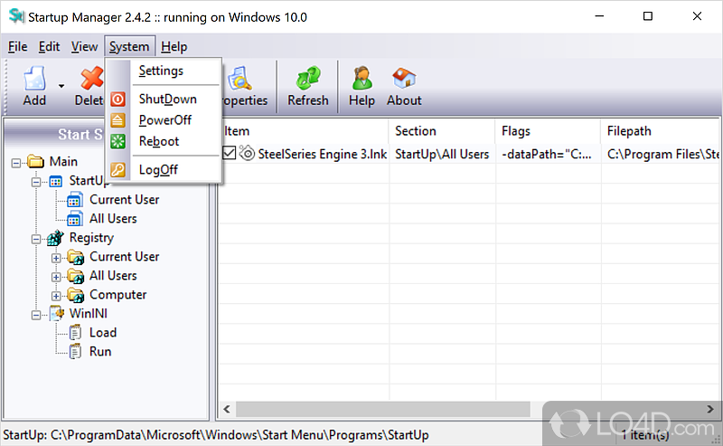 StartUp Manager Free screenshot