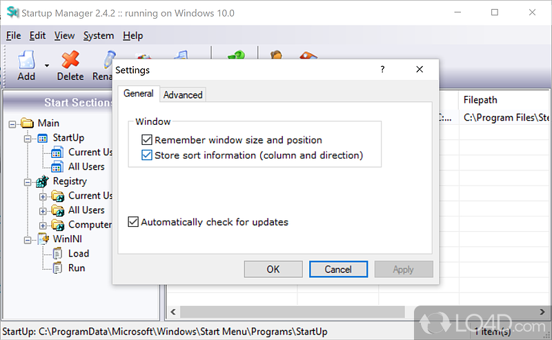 StartUp Manager Free screenshot