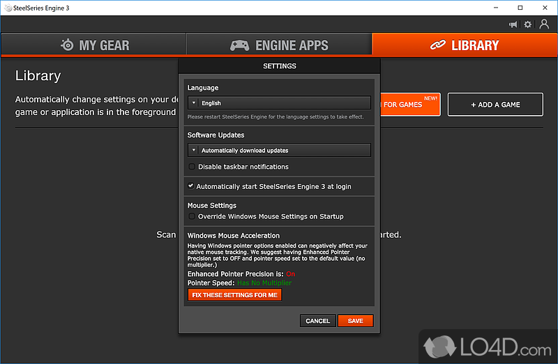 SteelSeries GG app - Screenshot of SteelSeries Engine