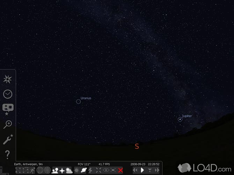 Fill out information to examine specific objects - Screenshot of Stellarium