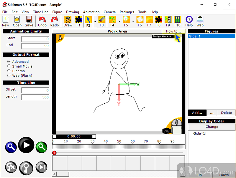 2D animation editor that allows users to design cartoon movies - Screenshot of Stickman