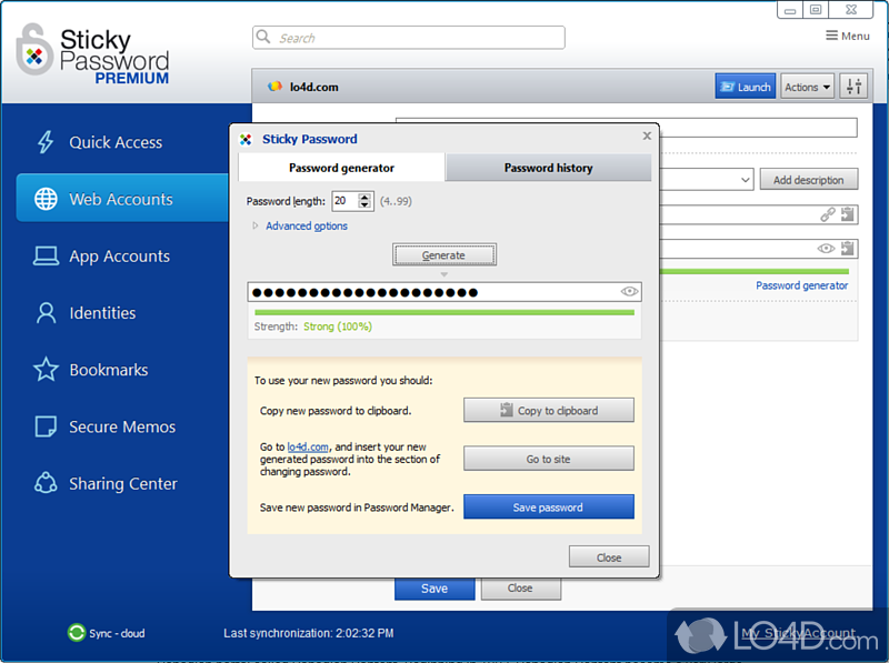 System tray running mode and portable edition - Screenshot of Sticky Password