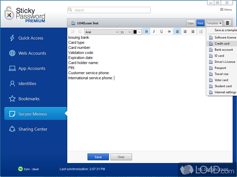 Importing options and configuration settings - Screenshot of Sticky Password