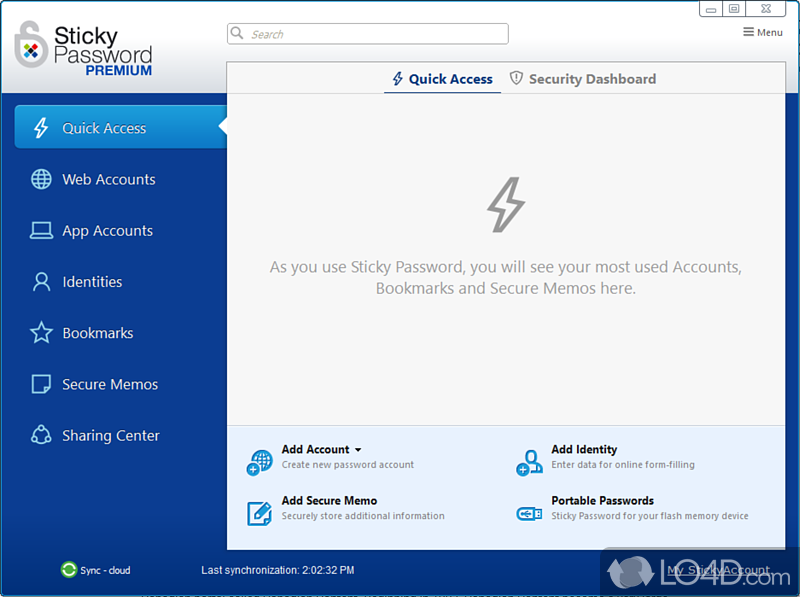 Professional security app for storing multipurpose passwords in a secure environment - Screenshot of Sticky Password