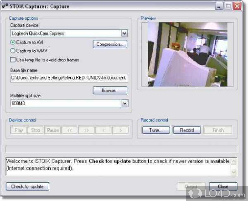 Customize preferences to save AVI or WMV files - Screenshot of STOIK Capturer