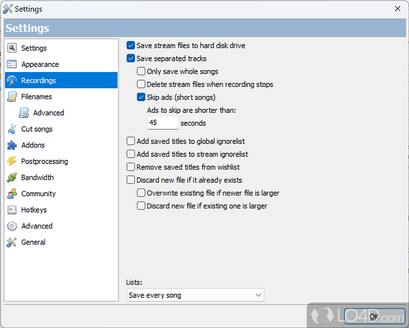 streamWriter: User interface - Screenshot of streamWriter