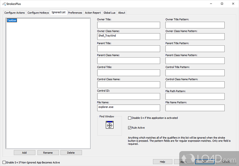 StrokesPlus: User interface - Screenshot of StrokesPlus