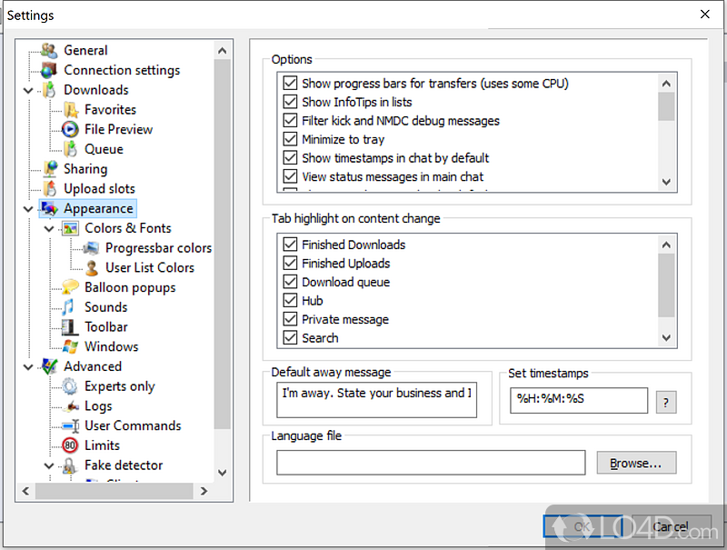 StrongDC++: User interface - Screenshot of StrongDC++