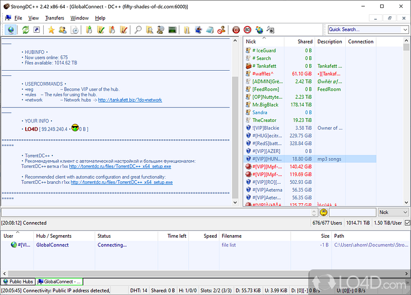 The upper side of portability - Screenshot of StrongDC++