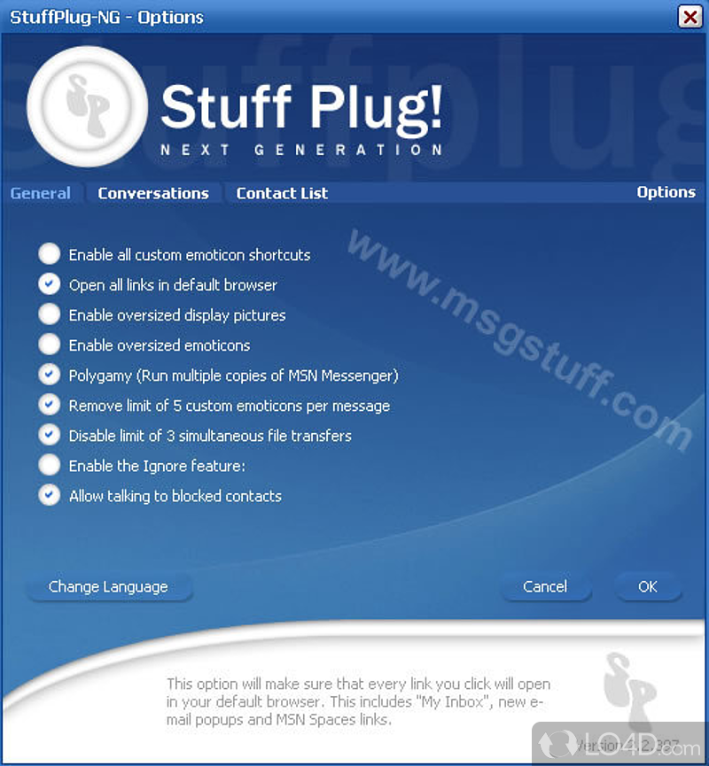 StuffPlug-NG: User interface - Screenshot of StuffPlug-NG