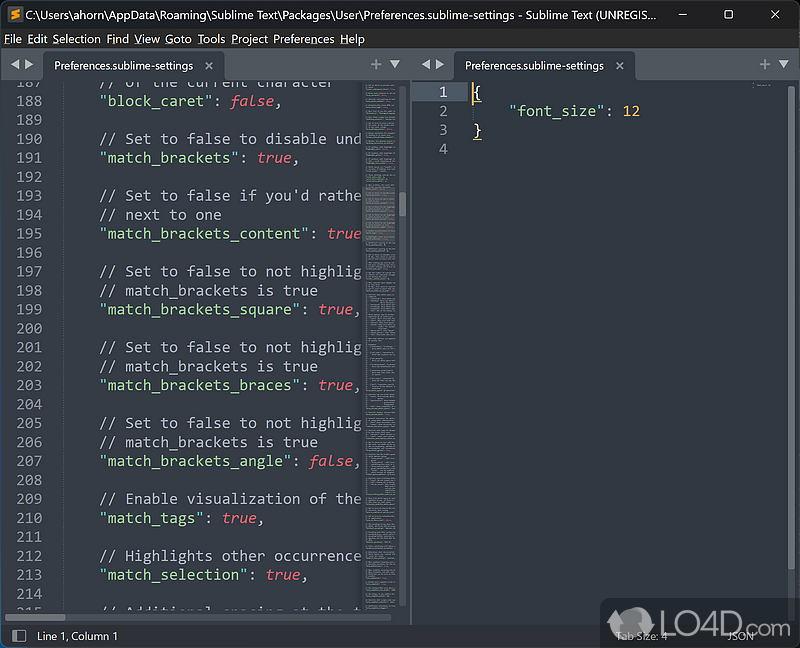Pared-back presentation - Screenshot of Sublime Text